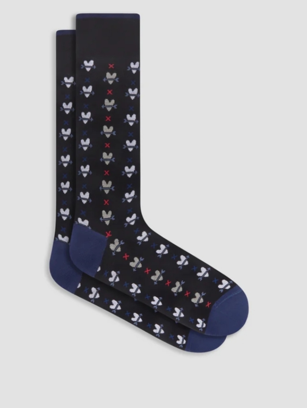 Bugatchi Navy Mid-Calf Socks with Heart & Arrow Motif